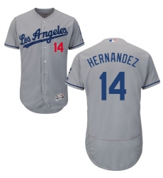 Men's Majestic Los Angeles Dodgers #14 Enrique Hernandez Grey Flexbase Authentic Collection MLB Jersey