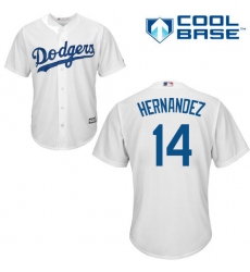 Youth Majestic Los Angeles Dodgers #14 Enrique Hernandez Authentic White Home Cool Base MLB Jersey