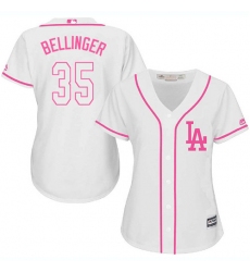 Women's Majestic Los Angeles Dodgers #35 Cody Bellinger Authentic White Fashion Cool Base MLB Jersey
