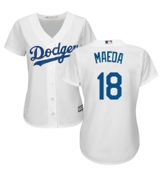 Women's Majestic Los Angeles Dodgers #18 Kenta Maeda Replica White Home Cool Base MLB Jersey