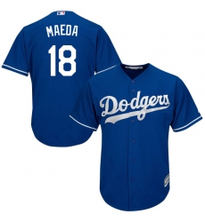 Youth Majestic Los Angeles Dodgers #18 Kenta Maeda Replica Royal Blue Alternate Cool Base MLB Jersey