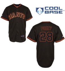 Youth Majestic San Francisco Giants #28 Buster Posey Authentic Black Cool Base MLB Jersey