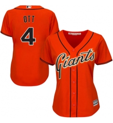 Women's Majestic San Francisco Giants #4 Mel Ott Replica Orange Alternate Cool Base MLB Jersey