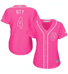 Women's Majestic San Francisco Giants #4 Mel Ott Replica Pink Fashion Cool Base MLB Jersey