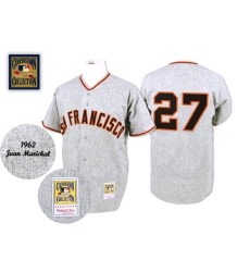 Men's Mitchell and Ness 1962 San Francisco Giants #27 Juan Marichal Authentic Grey Throwback MLB Jersey