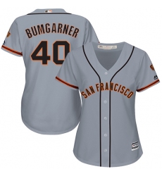 Women's Majestic San Francisco Giants #40 Madison Bumgarner Authentic Grey Road Cool Base MLB Jersey