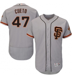 Men's Majestic San Francisco Giants #47 Johnny Cueto Grey Alternate Flex Base Authentic Collection MLB Jersey