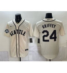 Men's Seattle Mariners #24 Ken Griffey Jr. Cream 50th Anniversary Alternate Stitched Baseball Jersey