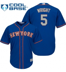 Men's Majestic New York Mets #5 David Wright Replica Royal Blue Alternate Road Cool Base MLB Jersey