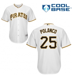 Men's Majestic Pittsburgh Pirates #25 Gregory Polanco Replica White Home Cool Base MLB Jersey