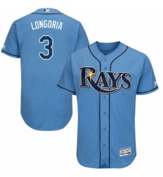 Men's Majestic Tampa Bay Rays #3 Evan Longoria Columbia Alternate Flex Base Authentic Collection MLB Jersey