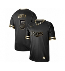 Men's Tampa Bay Rays #5 Matt Duffy Authentic Black Gold Fashion Baseball Jersey