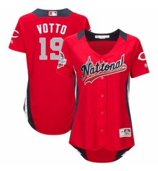 Women's Majestic Cincinnati Reds #19 Joey Votto Game Red National League 2018 MLB All-Star MLB Jersey