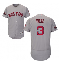 Men's Majestic Boston Red Sox #3 Jimmie Foxx Grey Road Flex Base Authentic Collection 2018 World Series Champions MLB Jersey
