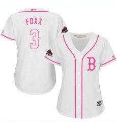 Women's Majestic Boston Red Sox #3 Jimmie Foxx Authentic White Fashion 2018 World Series Champions MLB Jersey