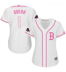 Women's Majestic Boston Red Sox #1 Bobby Doerr Authentic White Fashion 2018 World Series Champions MLB Jersey