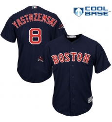 Youth Majestic Boston Red Sox #8 Carl Yastrzemski Authentic Navy Blue Alternate Road Cool Base 2018 World Series Champions MLB Jersey
