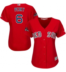 Women's Majestic Boston Red Sox #6 Johnny Pesky Authentic Red Alternate Home 2018 World Series Champions MLB Jersey