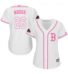 Women's Majestic Boston Red Sox #26 Wade Boggs Authentic White Fashion 2018 World Series Champions MLB Jersey