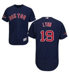 Men's Majestic Boston Red Sox #19 Fred Lynn Navy Blue Alternate Flex Base Authentic Collection 2018 World Series Champions MLB Jersey