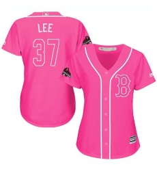 Women's Majestic Boston Red Sox #37 Bill Lee Authentic Pink Fashion 2018 World Series Champions MLB Jersey