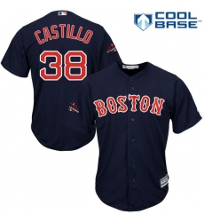 Youth Majestic Boston Red Sox #38 Rusney Castillo Authentic Navy Blue Alternate Road Cool Base 2018 World Series Champions MLB Jersey