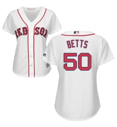 Women's Majestic Boston Red Sox #50 Mookie Betts Authentic White Home MLB Jersey