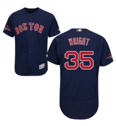 Men's Majestic Boston Red Sox #35 Steven Wright Navy Blue Alternate Flex Base Authentic Collection 2018 World Series Champions MLB Jersey