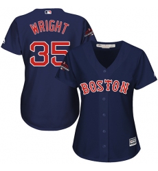 Women's Majestic Boston Red Sox #35 Steven Wright Authentic Navy Blue Alternate Road 2018 World Series Champions MLB Jersey