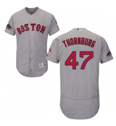 Men's Majestic Boston Red Sox #47 Tyler Thornburg Grey Road Flex Base Authentic Collection 2018 World Series Champions MLB Jersey