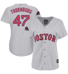 Women's Majestic Boston Red Sox #47 Tyler Thornburg Authentic Grey Road 2018 World Series Champions MLB Jersey