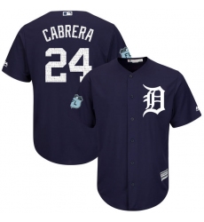 Youth Majestic Detroit Tigers #24 Miguel Cabrera Authentic Navy Blue 2017 Spring Training Cool Base MLB Jersey