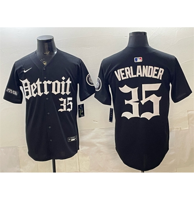 Men's Detroit Tigers #35 Justin Verlander 2026 Black 'Motor Gothic Edition' Vapor Premier Limited Stitched Baseball Jersey