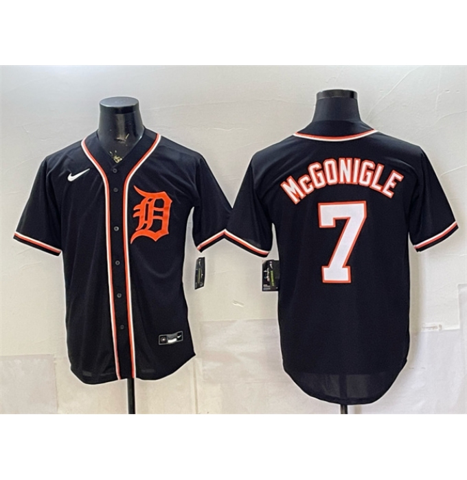 Men's Detroit Tigers #7 Kevin McGonigle 2026 Fashion Replica Black Out Stitched Baseball Jersey