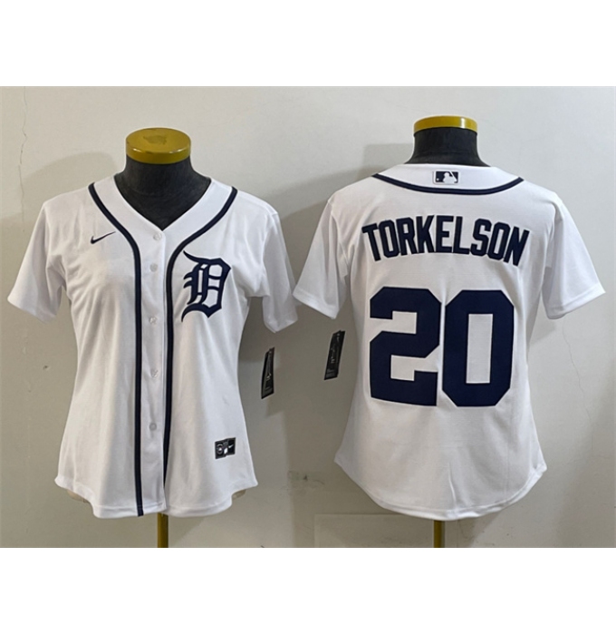 Women's Detroit Tigers #20 Spencer Torkelson White Cool Base Stitched Baseball Jersey(Run Small)