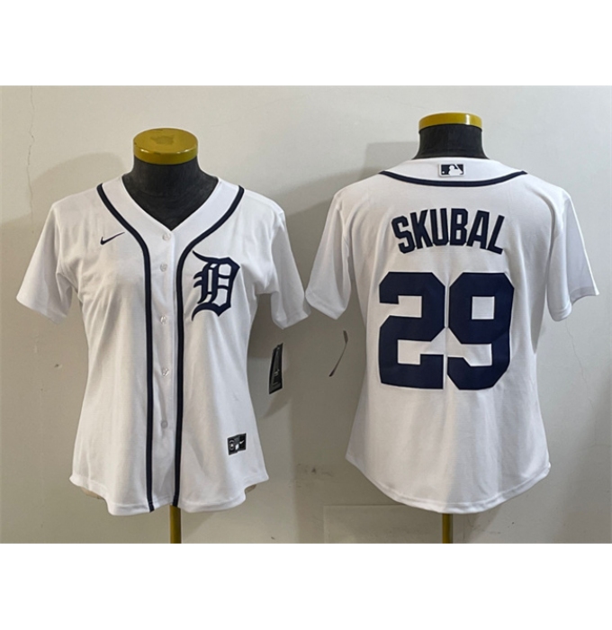 Women's Detroit Tigers #29 Tarik Skubal White Cool Base Stitched Baseball Jersey(Run Small)