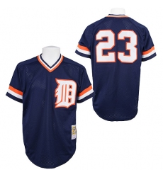 Men's Mitchell and Ness Detroit Tigers #23 Kirk Gibson Authentic Blue Throwback MLB Jersey