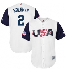 Men's USA Baseball Majestic #2 Alex Bregman White 2017 World Baseball Classic Replica Team Jersey