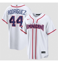 Men's Dominican Republic Baseball #44 Julio Rodríguez White 2026 World Baseball Classic Home Stadium Stitched Jersey