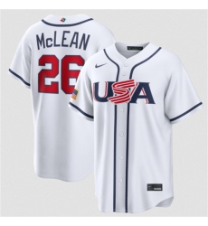 Men's USA Baseball #26 Nolan McLean White 2026 World Baseball Classic Home Stadium Stitched Jersey