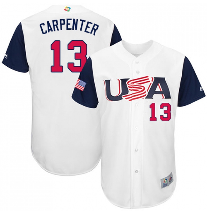 Youth USA Baseball Majestic #13 Matt Carpenter White 2017 World Baseball Classic Authentic Team Jersey