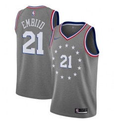 Men's Nike Philadelphia 76ers #21 Joel Embiid Swingman Gray NBA Jersey - City Edition