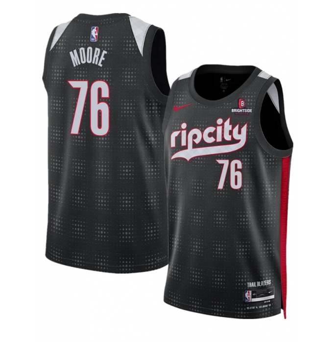 Men's Portland Trail Blazers #76 Taze Moore Black 2024-25 City Edition Edition Stitched Basketball Jersey