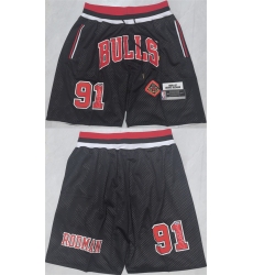 Men's Chicago Bulls #91 Dennis Rodman Black 2025 Shorts (Run Small)