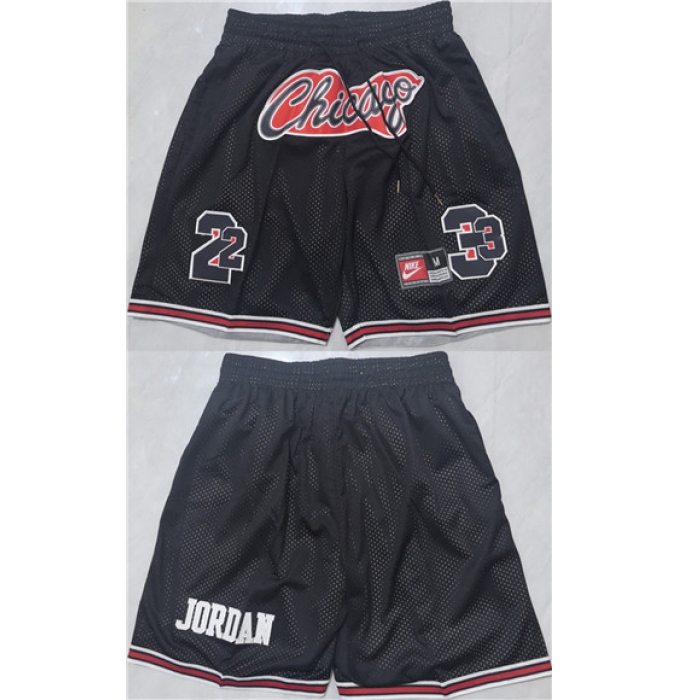 Men's Chicago Bulls #23 Michael Jordan Black Shorts 001 (Run Small)