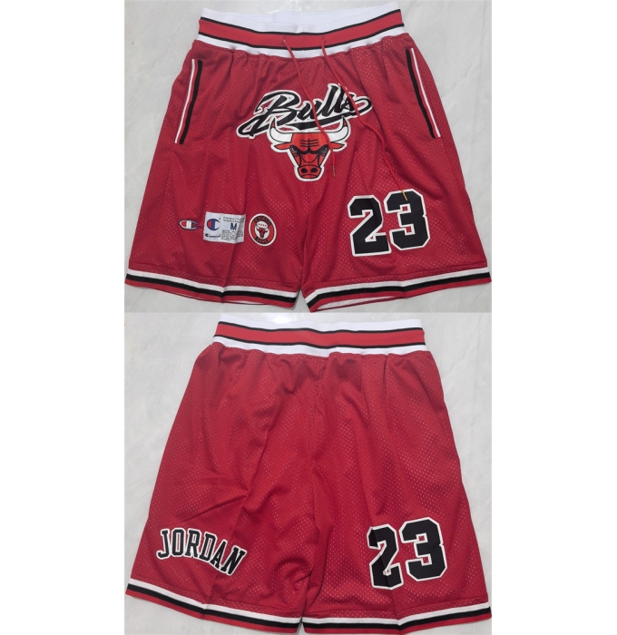 Men's Chicago Bulls #23 Michael Jordan Red Shorts (Run Small)
