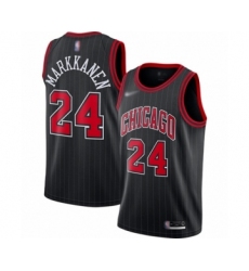 Men's Chicago Bulls #24 Lauri Markkanen Authentic Black Finished Basketball Jersey - Statement Edition