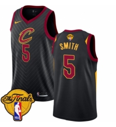 Women's Nike Cleveland Cavaliers #5 J.R. Smith Authentic Black 2018 NBA Finals Bound NBA Jersey Statement Edition