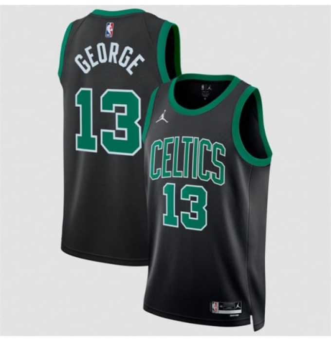 Men's Boston Celtics #13 Paul George Black Statement Edition Stitched Basketball Jersey