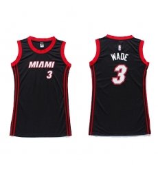 Women's Adidas Miami Heat #3 Dwyane Wade Swingman Black Dress NBA Jersey